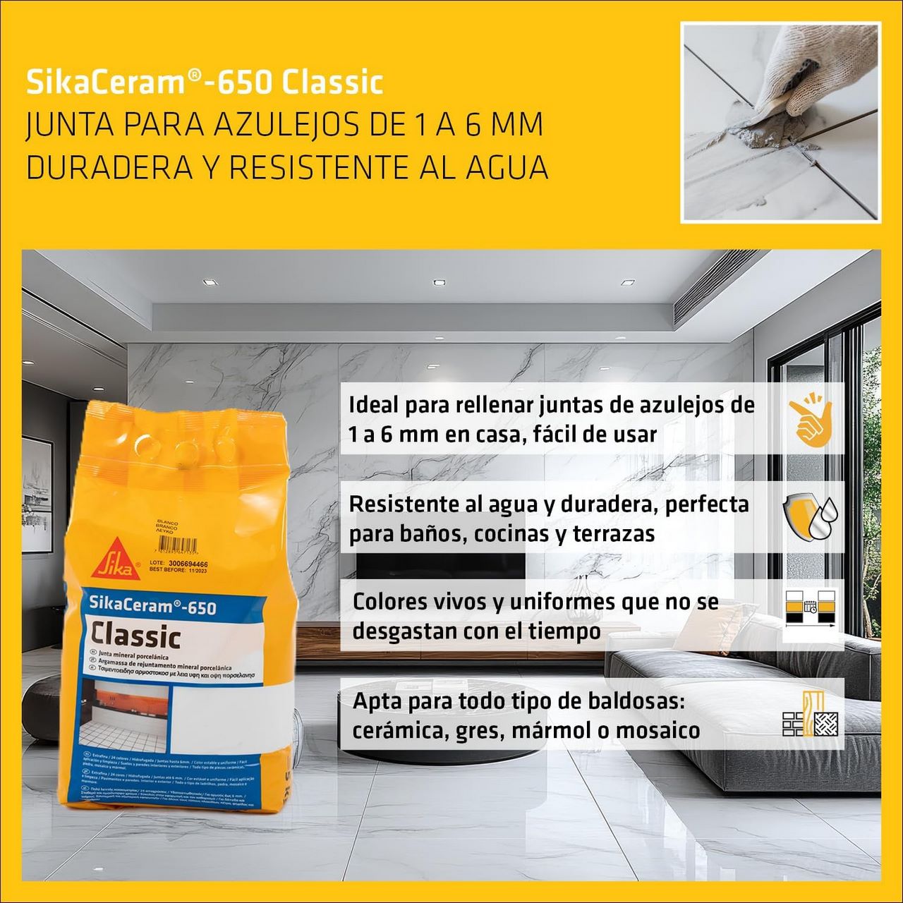 SikaCeram®-650 Classic - Mortier pour le remplissage des joints - Vetonek
