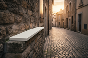 Cubremuros Gállego Liso de hormigón, en un muro de piedra de un edificio del casco antiguo - Vetonek