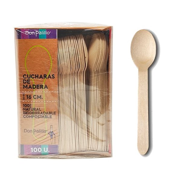 Cucharas de Madera 16 cm - Pack de 500 Unidades Vetonek
