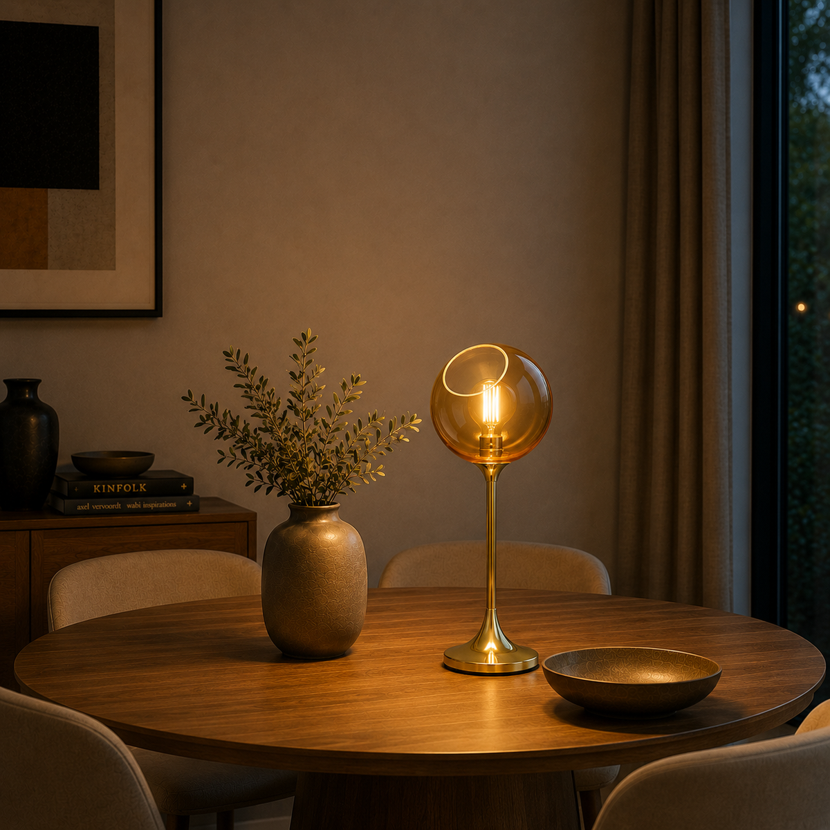 Lámpara Mesa "Ballroom Amber" E27 — Vetonek