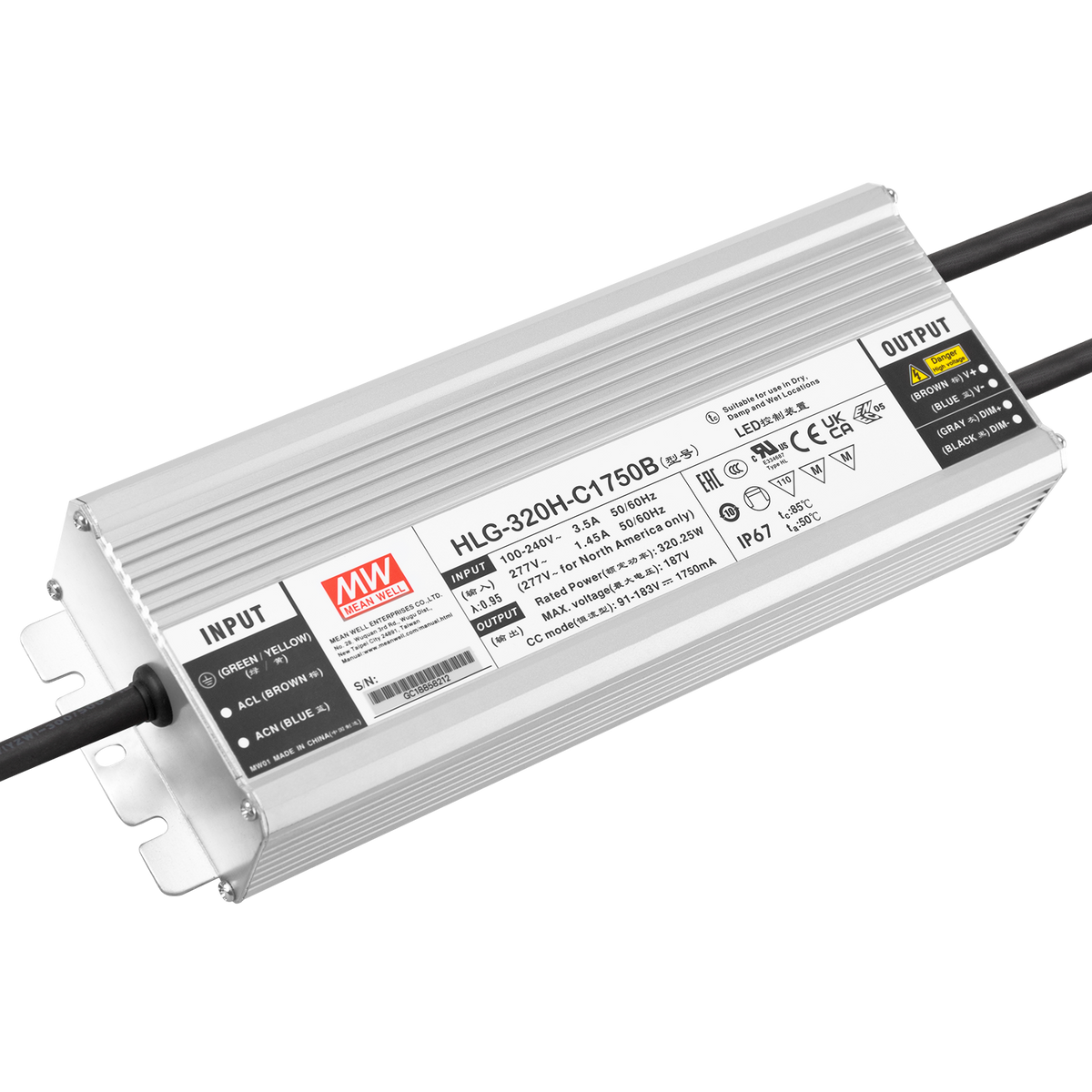 Driver LED Meanwell 90-305VAC IP67 — Vetonek