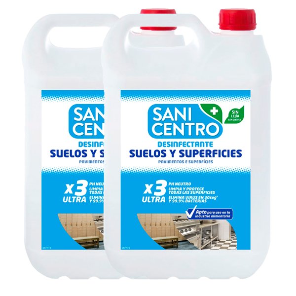 Nettoyant désinfectant SaniCentro sans javel - Carton 2x5L Vetonek