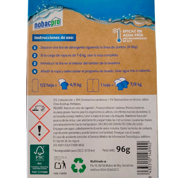 Detergente en Tirás para Lavadora Ecológico y Vegano - 80 Lavados Vetonek