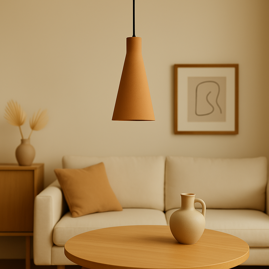 Lámpara Colgante "Shu" Color Beige/Florón Negro/Cable Negro — Vetonek