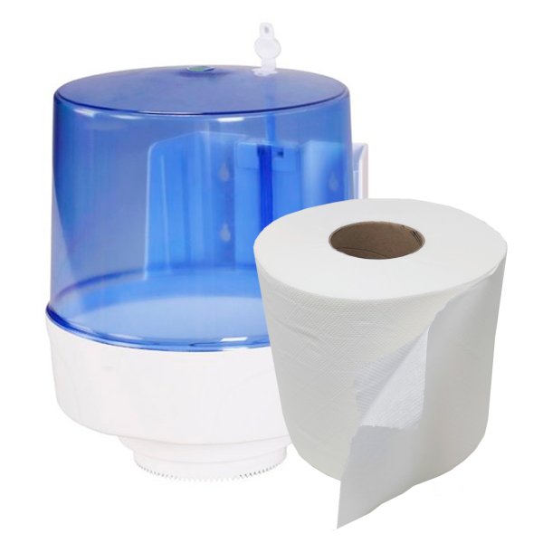 Pack distributeur de papier + rouleau essuie-mains mèche gaufré Vetonek