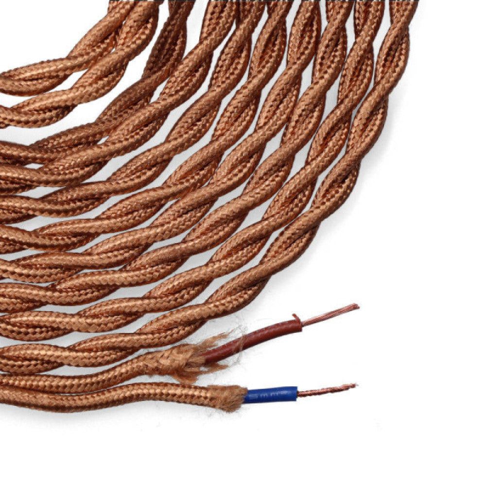 Cable Textíl Trenzado 2x0,75mm C-12 Oro Seda 5m — Vetonek