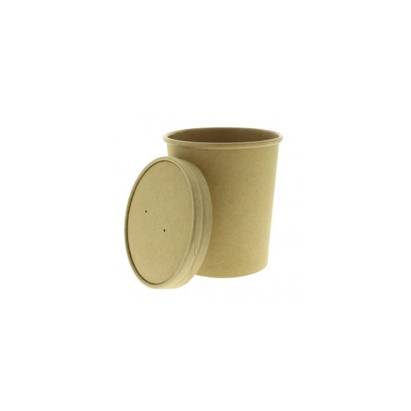 Envase kraft para sopa, frío o caliente - 25 uds con tapa Vetonek