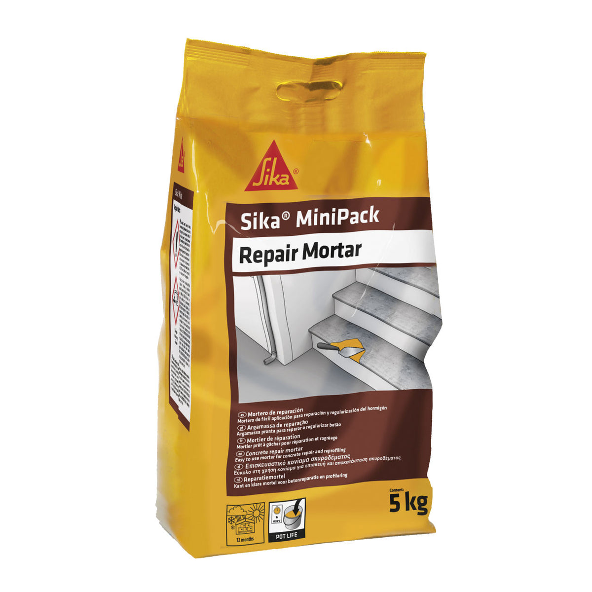 Bolsa de 5 kg de Sika® MiniPack Repair Mortar de Sika, mortero de reparación de hormigón reforzado con fibras - Vetonek
