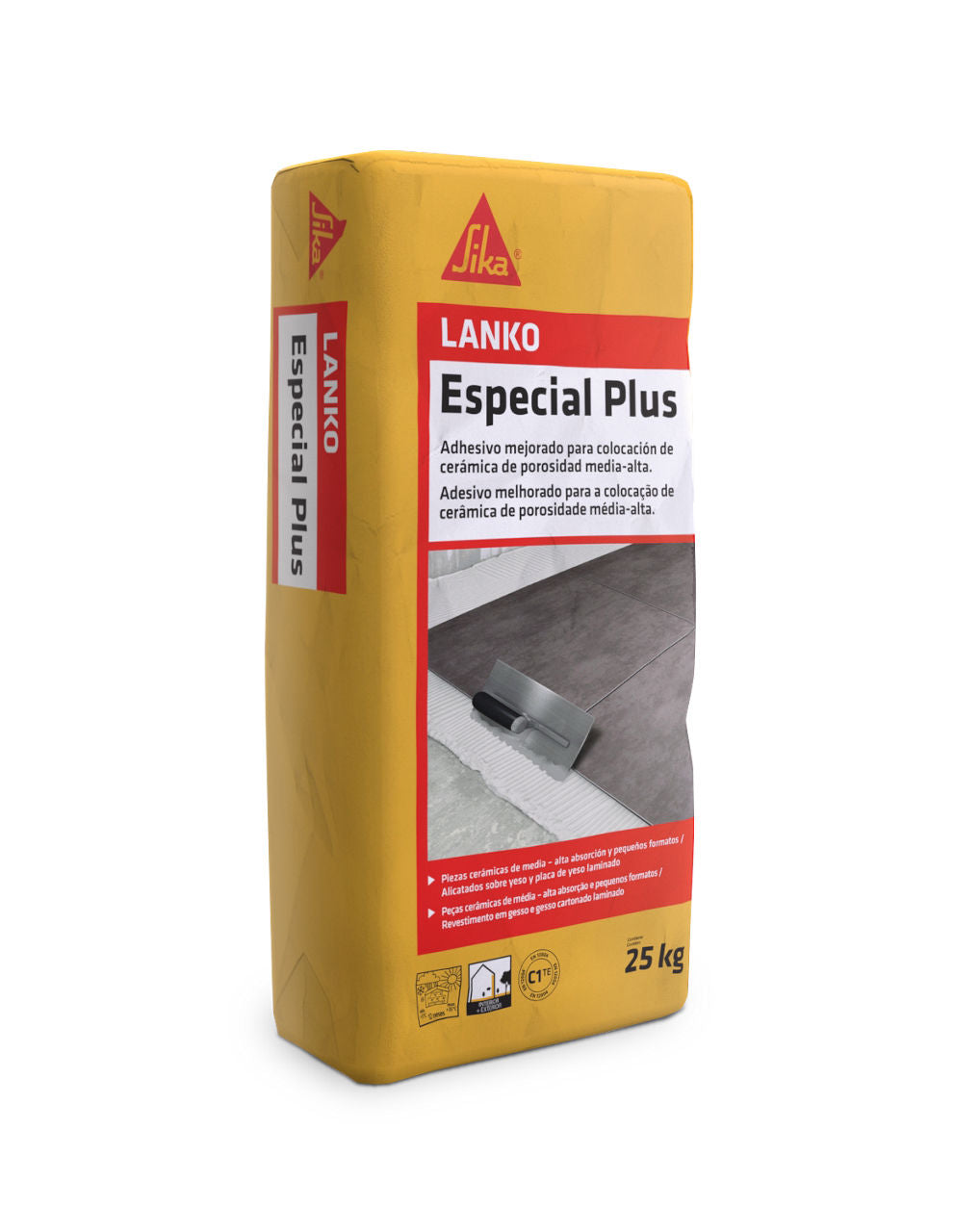 Saco de 25 kg de LANKO® Especial Plus de Sika, adhesivo cementoso C1 TE para colocación de cerámica porosa y pequeño formato - Vetonek