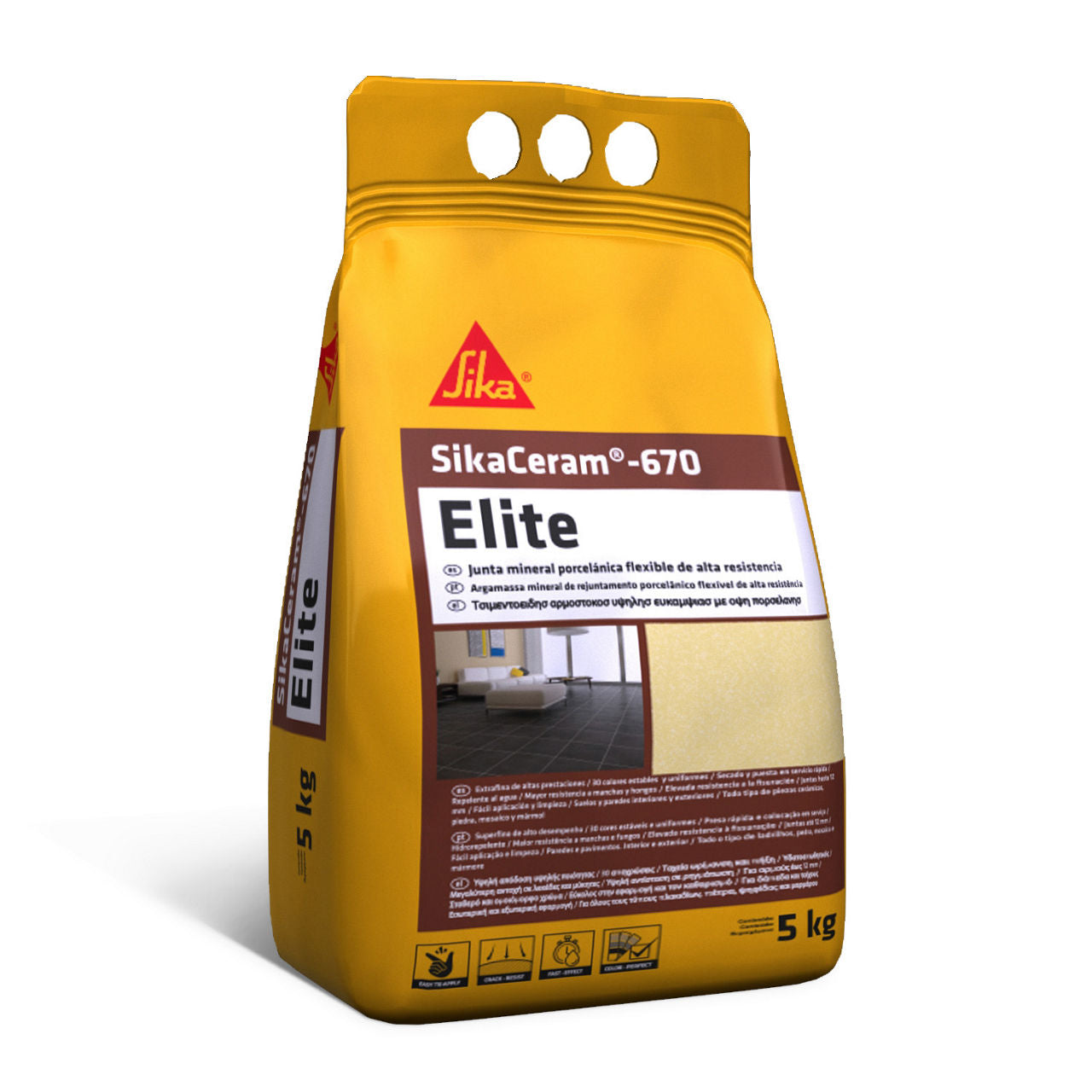 Saco de SikaCeram®-670 Elite de Sika, mortero de rejuntado cementoso CG2FWA de fraguado rápido para juntas de 1 a 12 mm - Vetonek