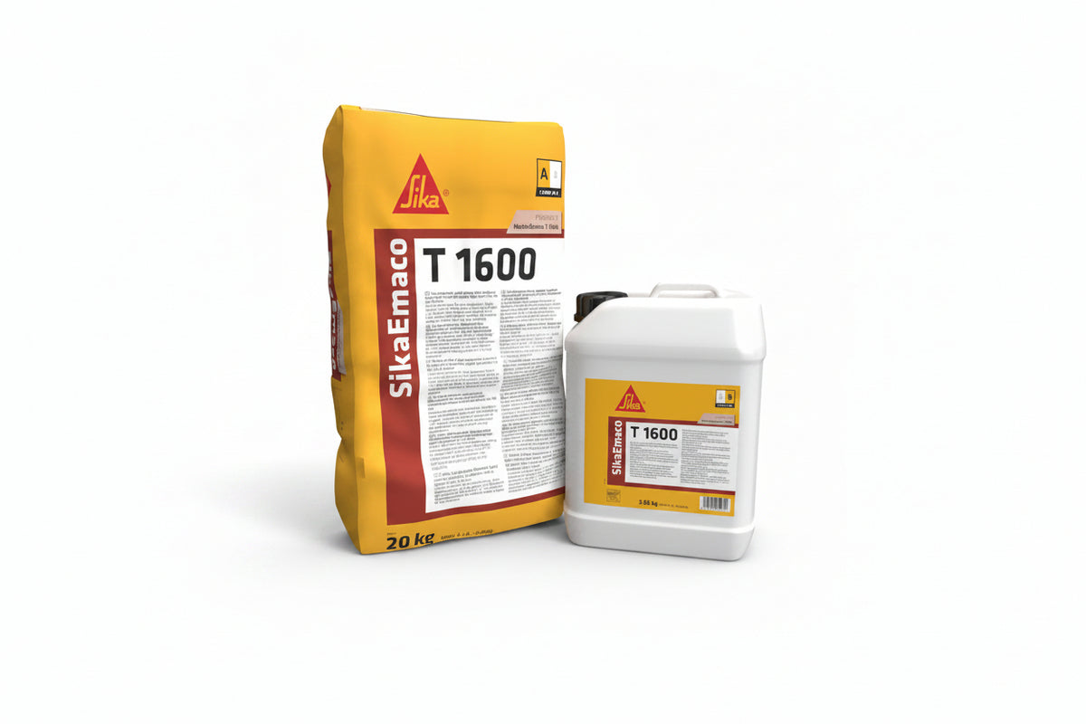 Juego A+B de 23,85 kg de SikaEmaco® T 1600 de Sika, mortero híbrido bicomponente de reparación rápida de asfalto - Vetonek
