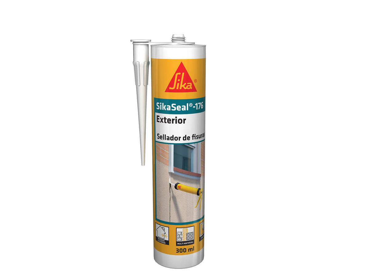 Cartucho de 300 ml de SikaSeal®-176 de Sika, sellador acrílico pintable para juntas de conexión y fisuras en obra - Vetonek
