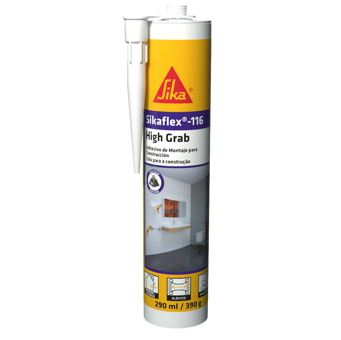 Cartucho de 290 ml de Sikaflex®-116 High Grab de Sika, adhesivo de construcción de alto agarre inicial para fijar sin apeos - Vetonek