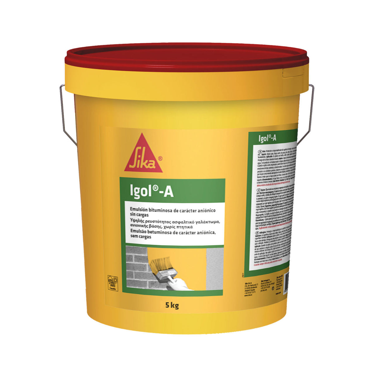 Bidón de Igol® A de Sika, emulsión bituminosa aniónica en base agua para imprimación e impermeabilización de muros y cimentaciones - Vetonek