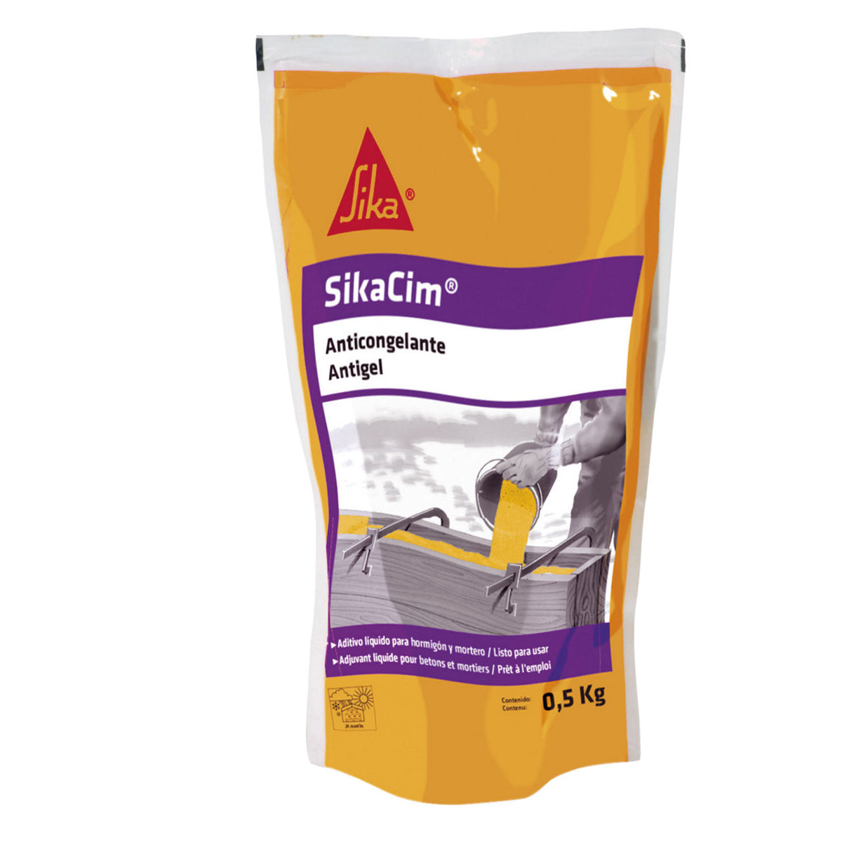 Bolsa de 500 ml de SikaCim Antifreeze de Sika, aditivo anticongelante para mortero y hormigón en obra de invierno - Vetonek