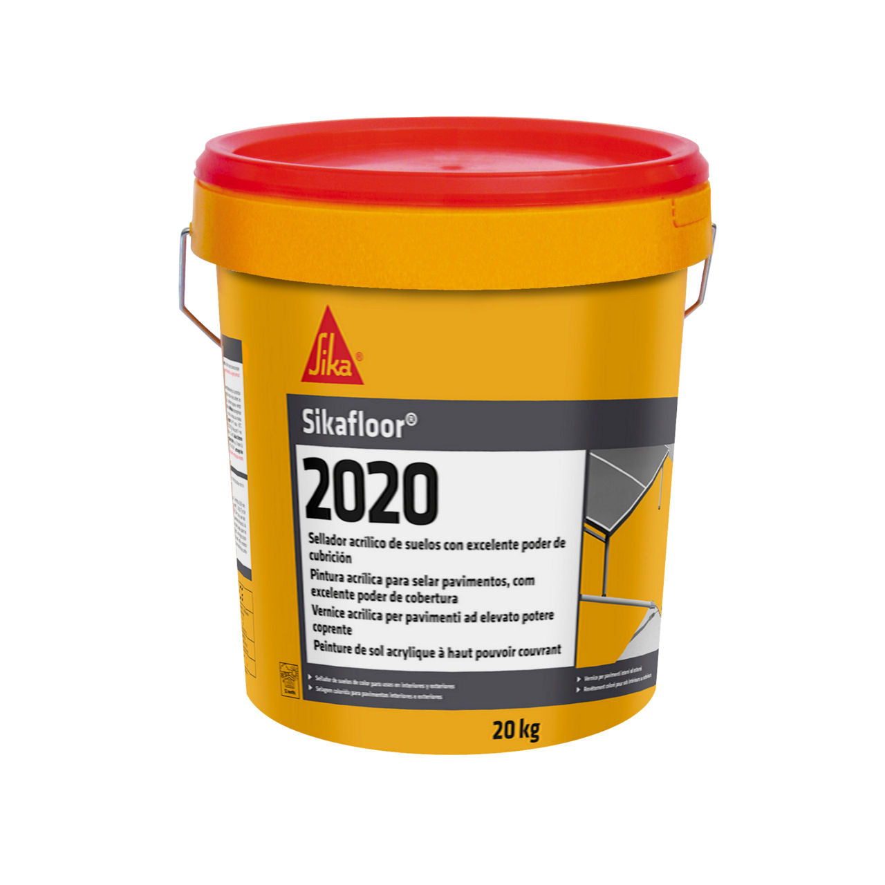 Cubo de 20 kg de Sikafloor®-2020 de Sika, sellador acrílico en base agua que deja el pavimento de hormigón coloreado y sin polvo - Vetonek