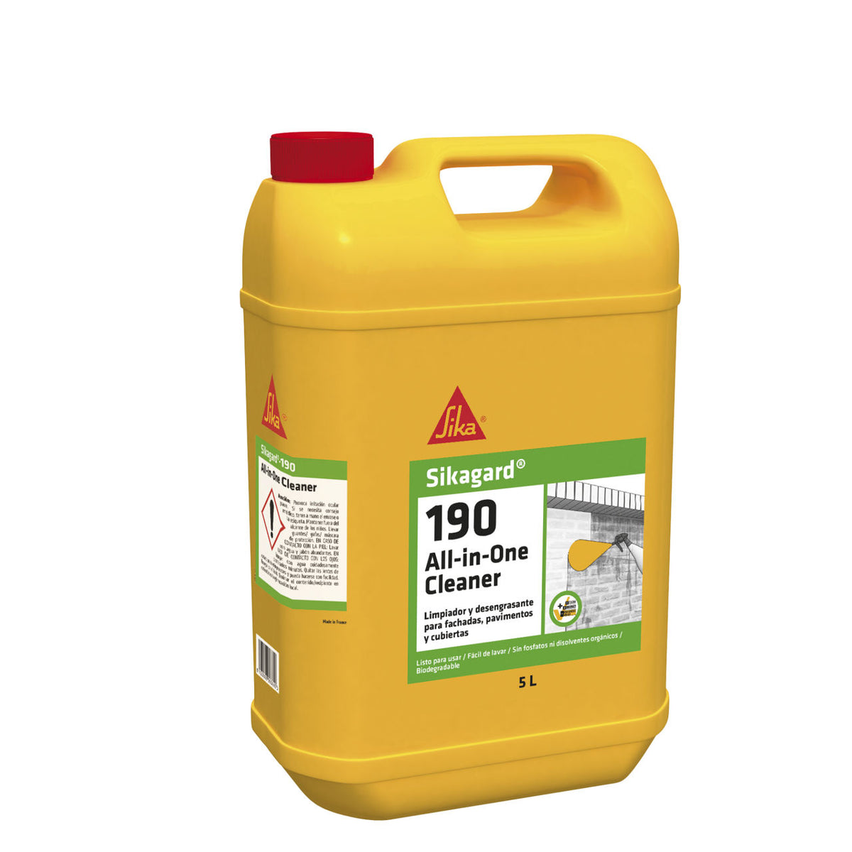 Garrafa de 5 litros de Sikagard®-190 All In One Cleaner de Sika, limpiador universal en base agua para fachadas y suelos - Vetonek