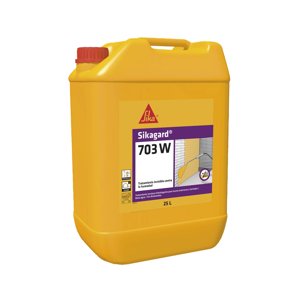 Garrafa de Sikagard®-703 W de Sika, hidrofugante de silano-siloxano en base agua para fachadas de ladrillo y piedra - Vetonek