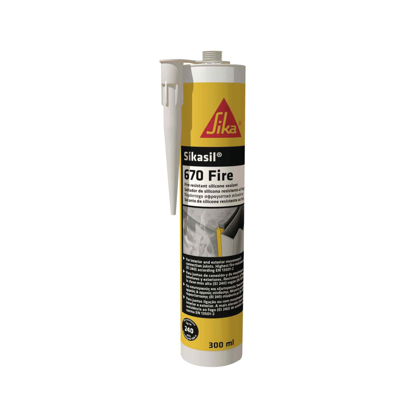 Cartucho de Sikasil®-670 Fire de Sika, silicona cortafuego de bajo módulo para el sellado de juntas con resistencia al fuego - Vetonek