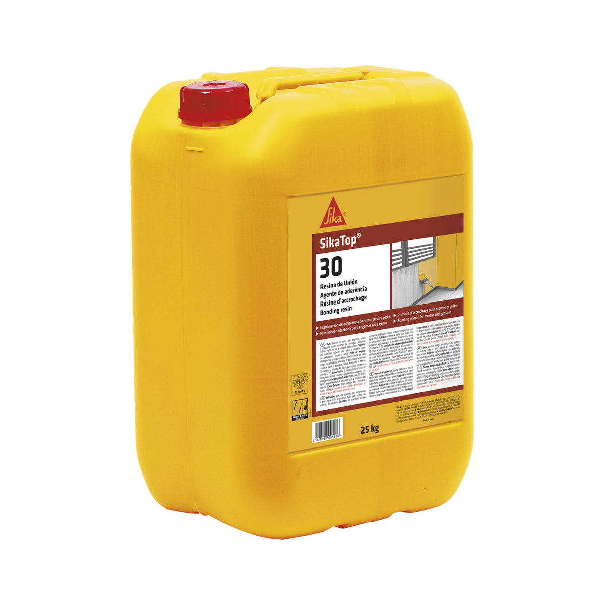 Garrafa de SikaTop®-30 de Sika, resina acrílica de unión para mejorar la adherencia de morteros y yesos - Vetonek