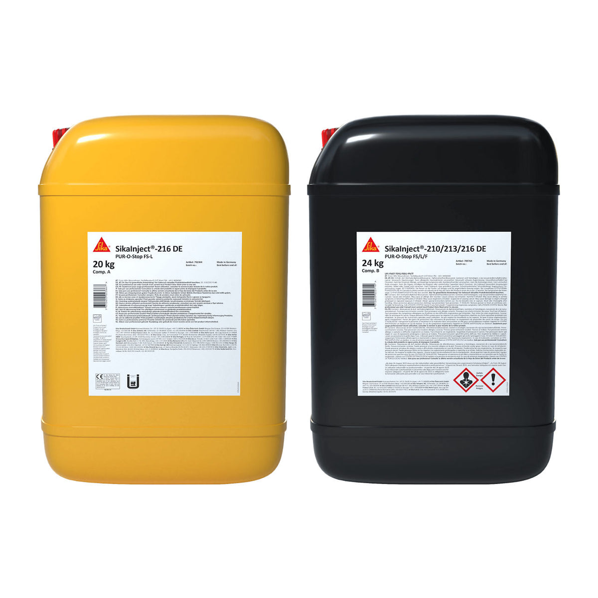 Juego A+B de SikaInject®-216 DE de Sika, resina de inyección de poliuretano rígido de curado lento para sellado permanente y reparación estructural - Vetonek