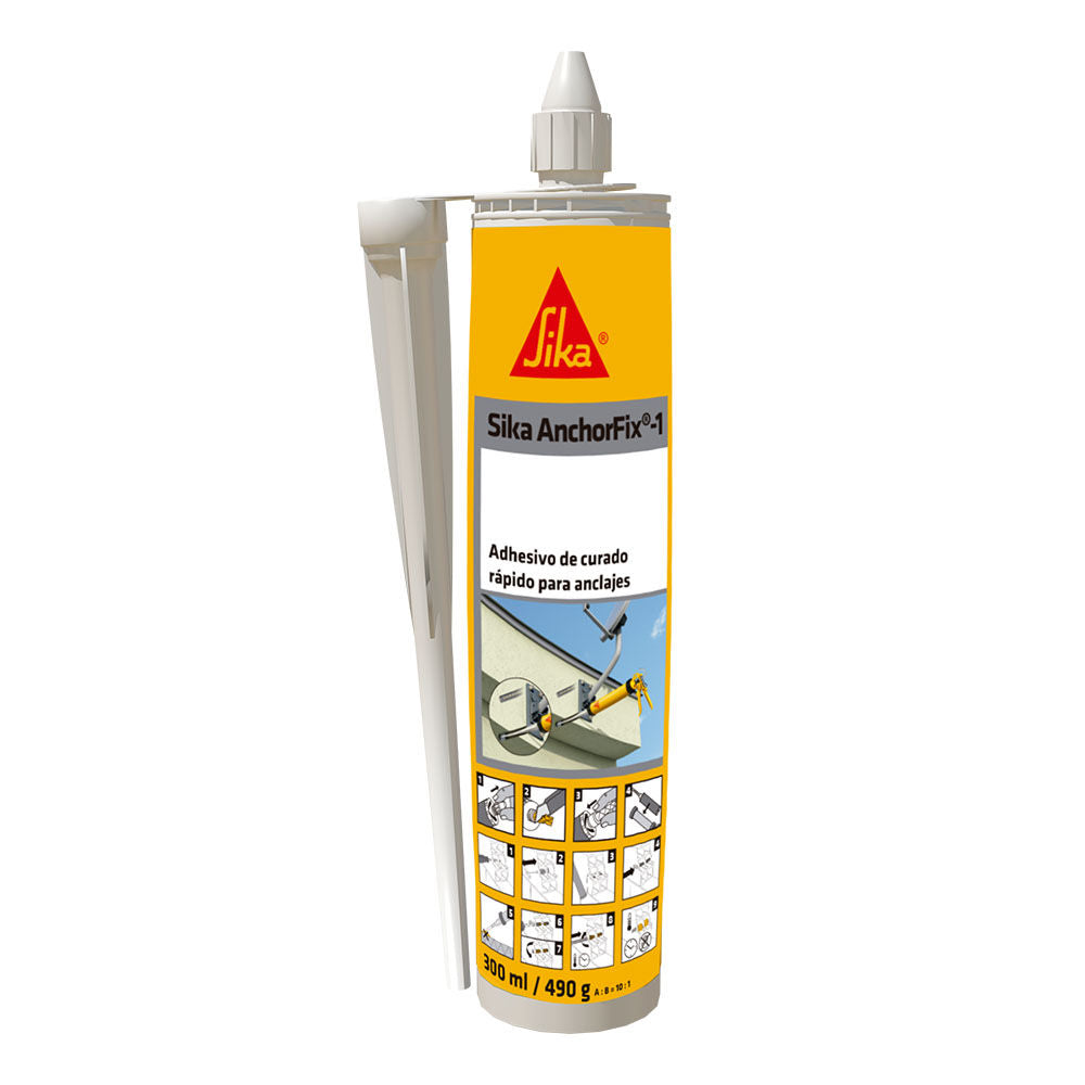 Cartucho de 300 ml de Sika AnchorFix®-1 de Sika, anclaje químico de poliéster de curado rápido para varillas en hormigón y ladrillo - Vetonek