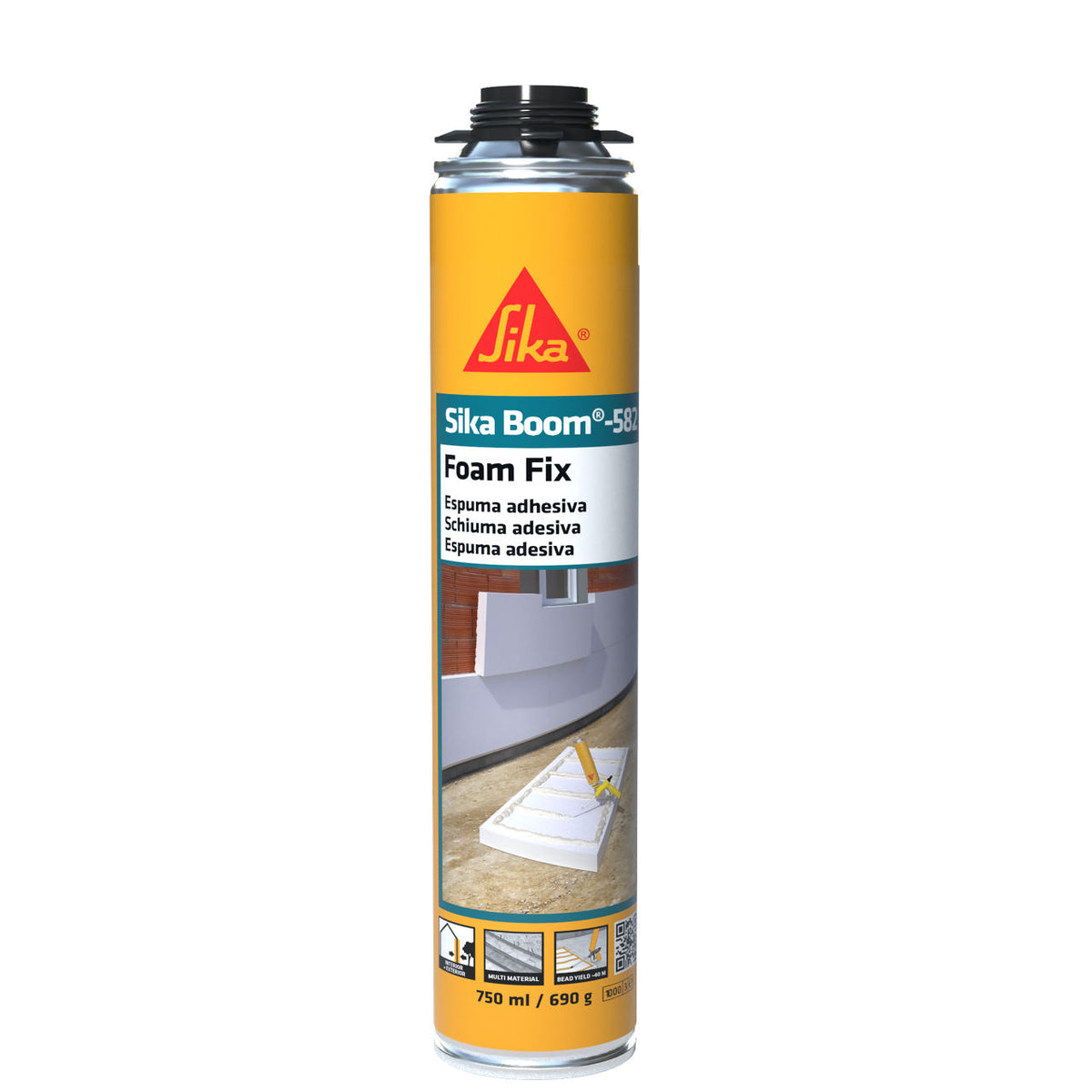 Bote de 750 ml de Sika Boom®-582 de Sika, espuma adhesiva de poliuretano de pistola para pegar placas de yeso y paneles aislantes de XPS y EPS - Vetonek