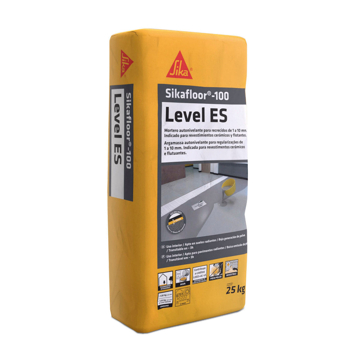 Saco de 25 kg de Sikafloor®-100 Level (ES) de Sika, mortero autonivelante cementoso de capa fina de 1 a 10 mm - Vetonek