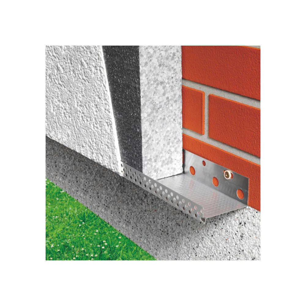 Perfil de arranque SikaWall®-9261 de Sika, perfil metálico que nivela y sostiene la primera hilada de paneles en un sistema SATE - Vetonek