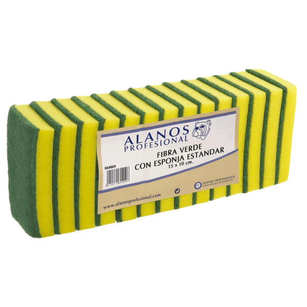 Estropajo Verde con Esponja 15x10 cm - 42 Unidades Vetonek