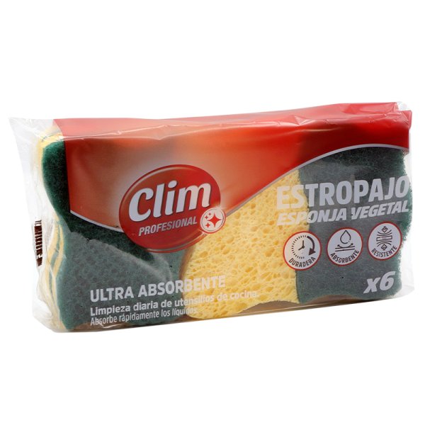 Éponge à récurer avec éponge végétale ultra absorbante Clim Profesional - Lot de 18 pcs Vetonek