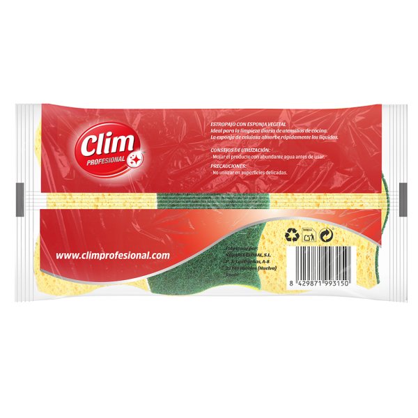Éponge à récurer avec éponge végétale ultra absorbante Clim Profesional - Lot de 18 pcs Vetonek