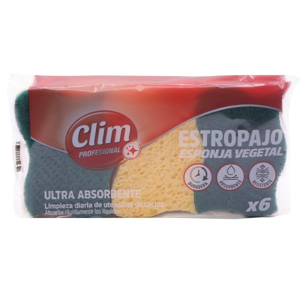 Éponge à récurer avec éponge végétale ultra absorbante Clim Profesional - Lot de 18 pcs Vetonek