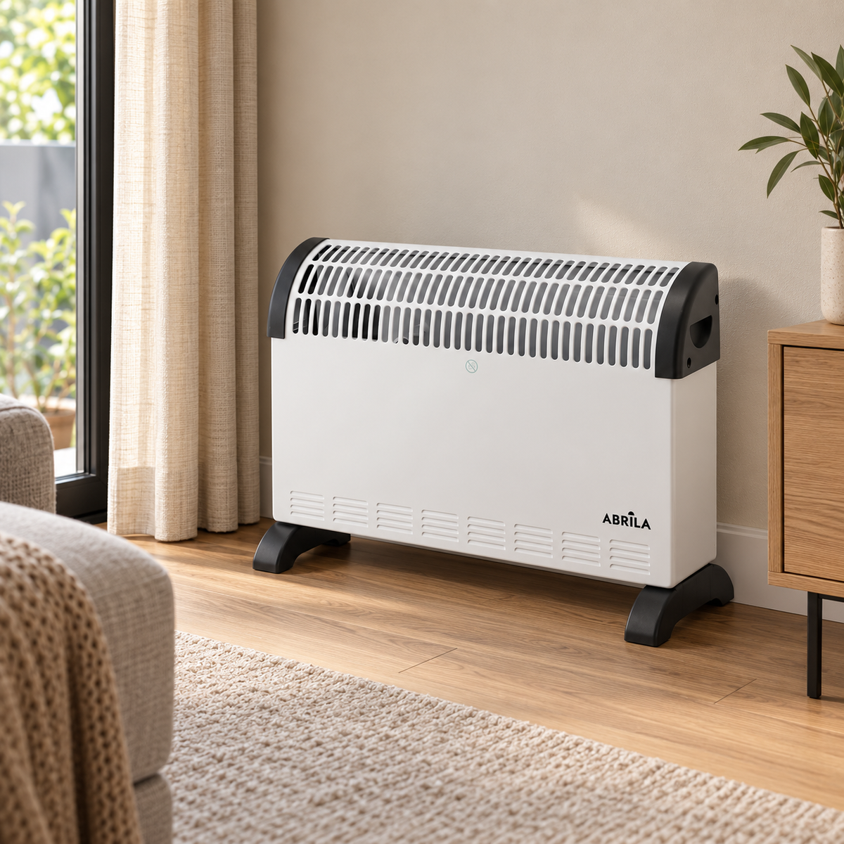 Convector Falla 2000W Blanco 3 Potencias Termosto regulable, Protección Sobrecalentamiento,mAsa Y Funcion Turbo 39x53x20cm — Vetonek