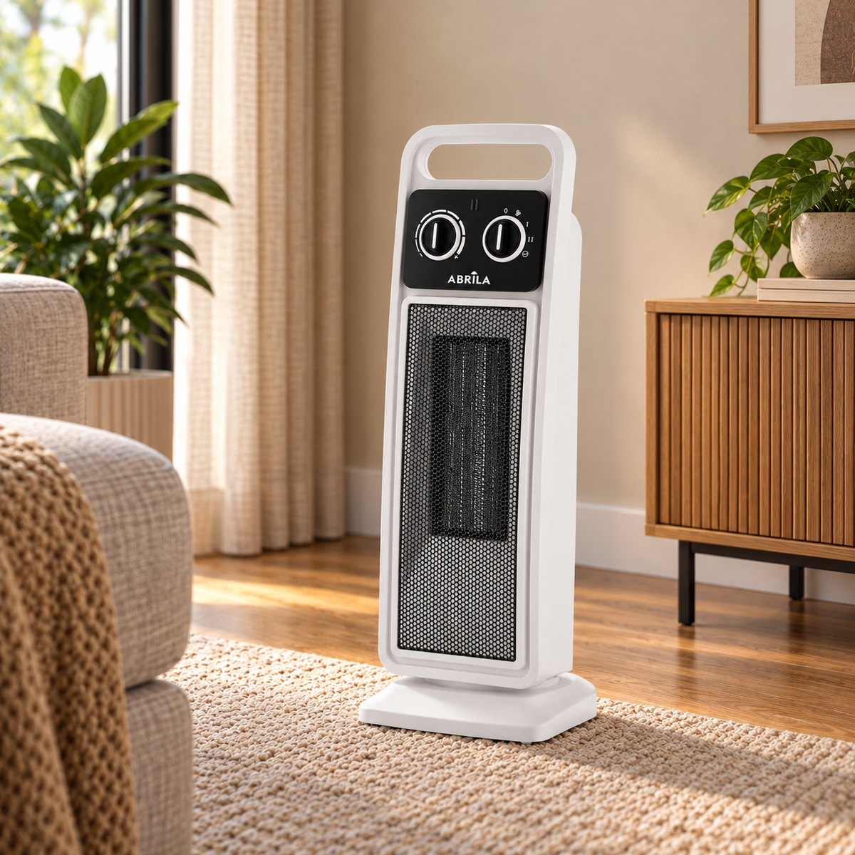 Termoventilador Ceramico Ptc Vertical Brasil 2000w Blanco 2 Potencias Oscilante Antivuelco Termosto 50,7x19x18,3cm — Vetonek