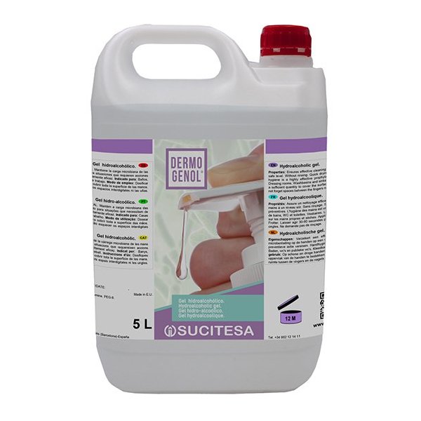 Gel hidroalcohólico desinfectante de manos Dermogenol - Garrafa 5L Vetonek
