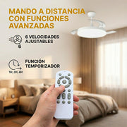 Ventilador DC "Marele· Función Verano-Invierno 48W Blanco 3 Aspas 5040lm 3500-4000-6500k Remoto y Temporizador — Vetonek (5)