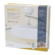 Ventilador DC "Marele· Función Verano-Invierno 48W Blanco 3 Aspas 5040lm 3500-4000-6500k Remoto y Temporizador — Vetonek (10)