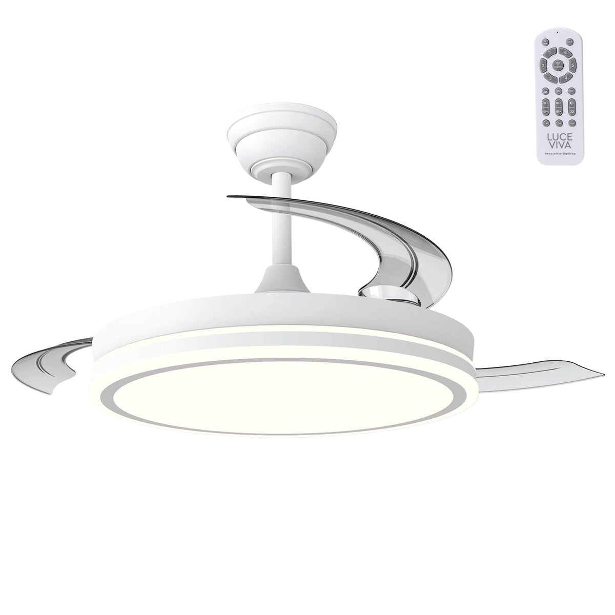 Ventilador DC"Martina" Función Verano-Invierno 48W Blanco 3 Aspas 5040lm 3500-4000-6500k Remoto y Temporizador — Vetonek