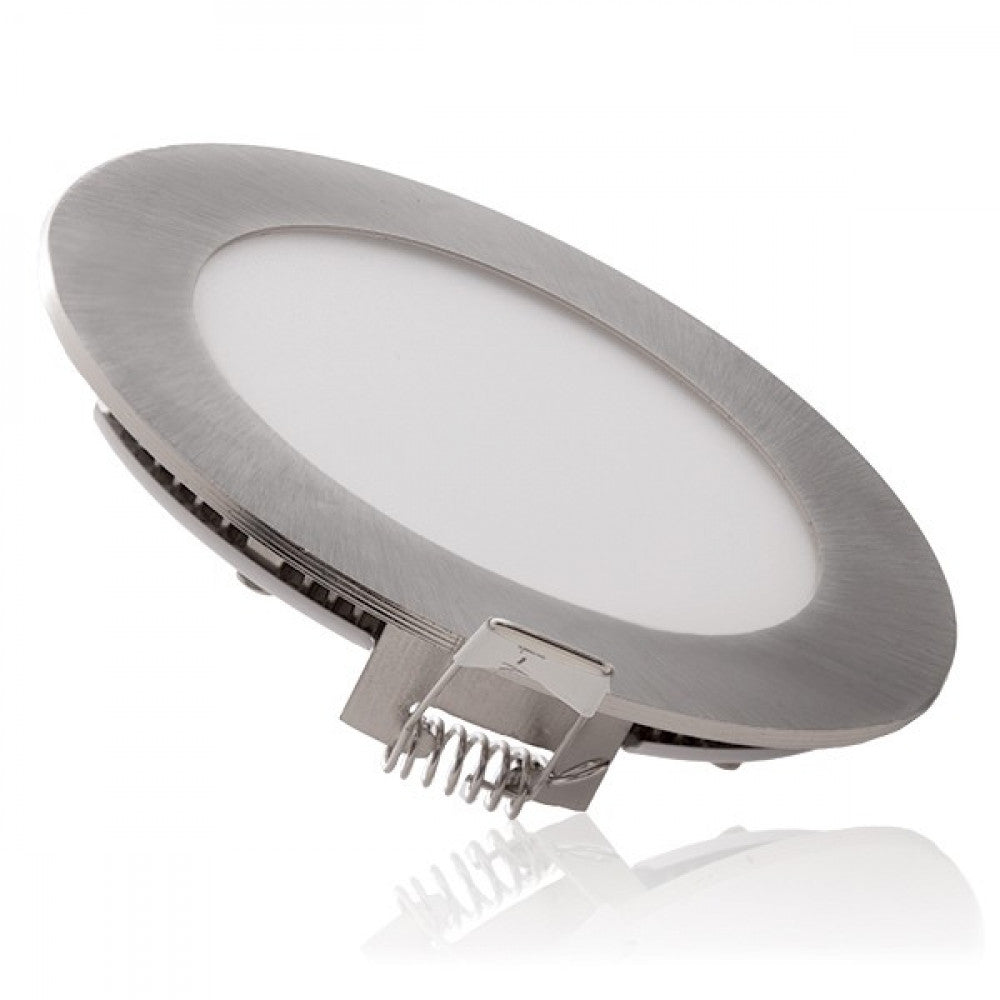 Placa LED 12W 1200Lm 6000ºK Circular Niquel Satinado — Vetonek