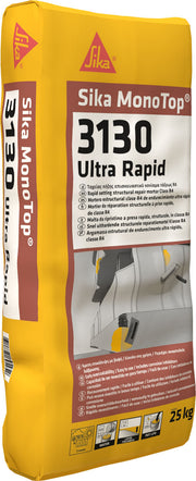 Saco de 25 kg de Sika MonoTop®-3130 Ultra Rapid de Sika, mortero de reparación estructural ultrarrápido R4 con protección de armaduras - Vetonek