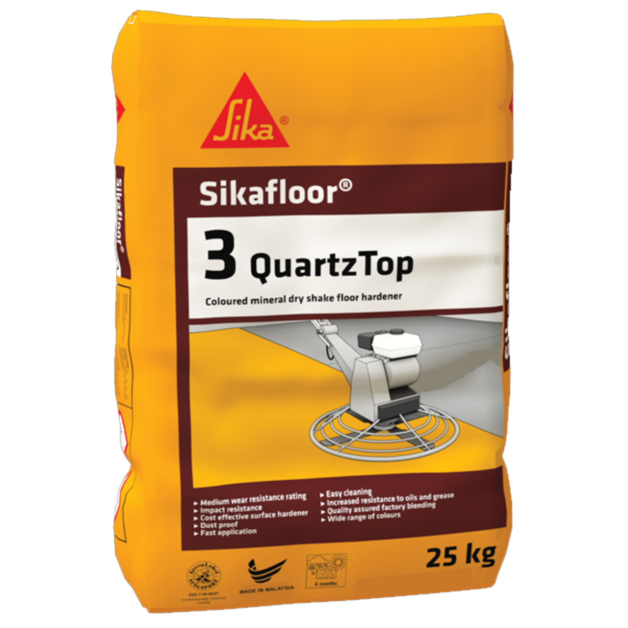 Saco de 25 kg de Sikafloor®-3 QuartzTop de Sika, endurecedor de superficie de cuarzo en polvo clase AR1 para pavimentos de hormigón - Vetonek