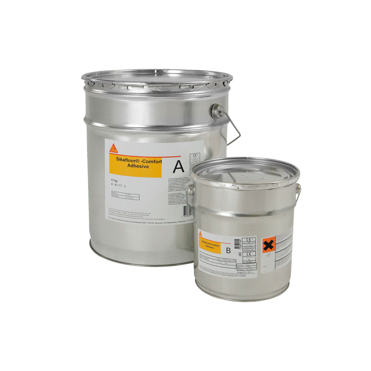 Juego A+B de 20 kg de Sikafloor® Comfort Adhesive de Sika, adhesivo de poliuretano bicomponente para láminas amortiguadoras ComfortFloor - Vetonek