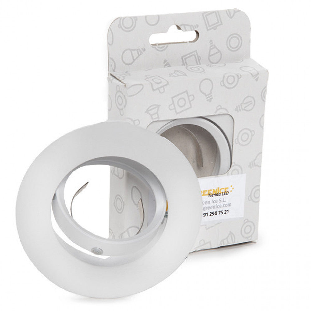 Aro Foco Downlight Basculante Circular Aluminio Blanco 93mm Estuche Personalizado — Vetonek
