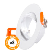 Pack 8 Aro Foco Downlight Basculante Circular Aluminio Blanco 93mm — Vetonek (2)