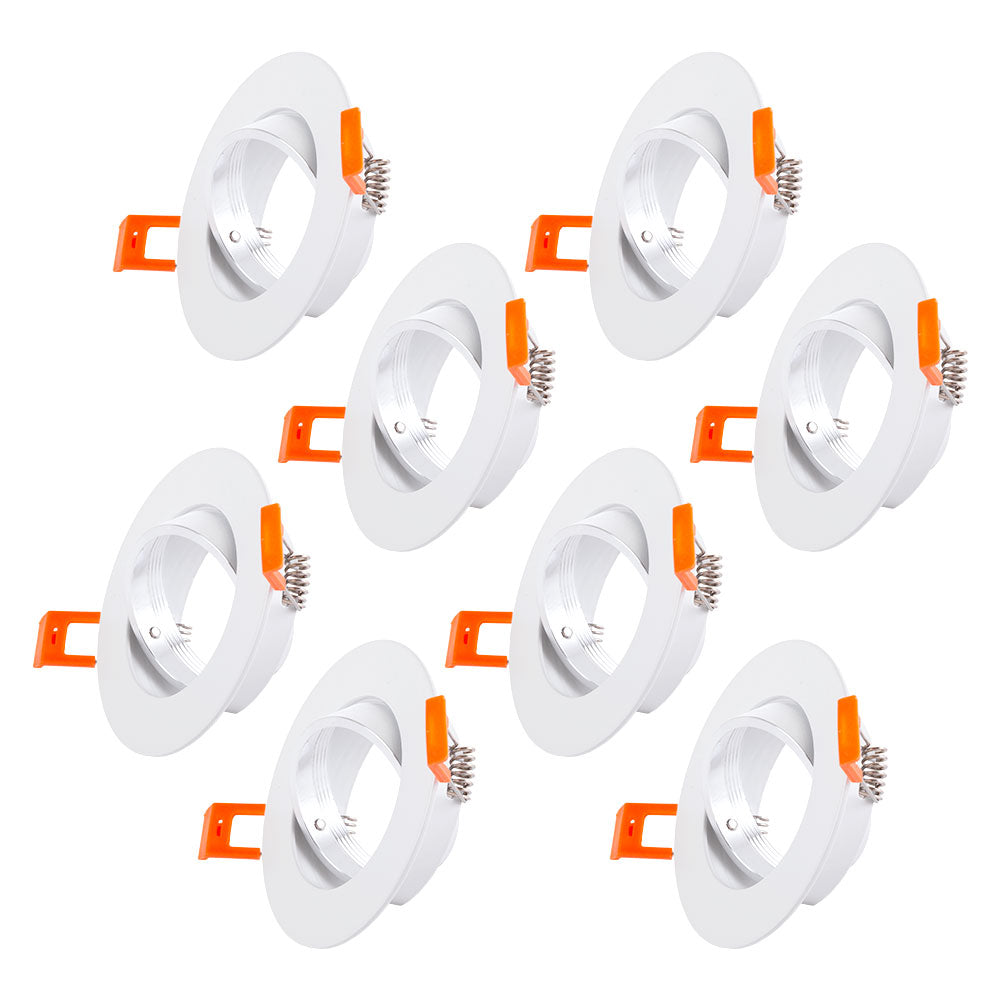 Pack 8 Aro Foco Downlight Basculante Circular Aluminio Blanco 93mm — Vetonek (3)
