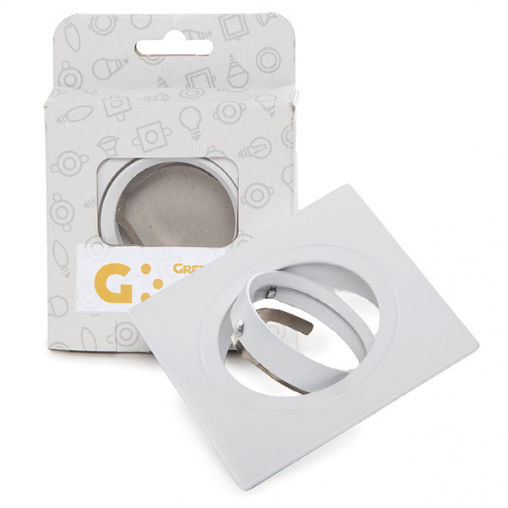 Aro Foco Downlight Basculante Cuadrado Aluminio Blanco 83/83mm Estuche Personalizado — Vetonek