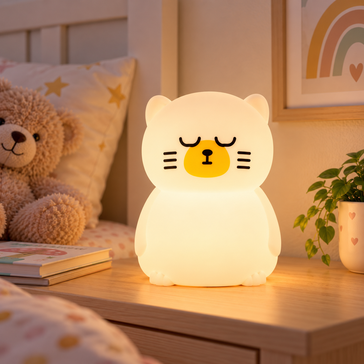 Lampara Nocturna de Mesa Led Infantil Quitamiedos y Recargable "Babycat" — Vetonek