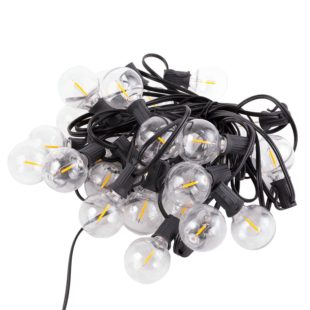Cadena 25 Bombillas LED G40 2700ºK 9,5M Solar - Panel: 5,5V 1,2W Batería: 3,7V 1200MaH — Vetonek (2)