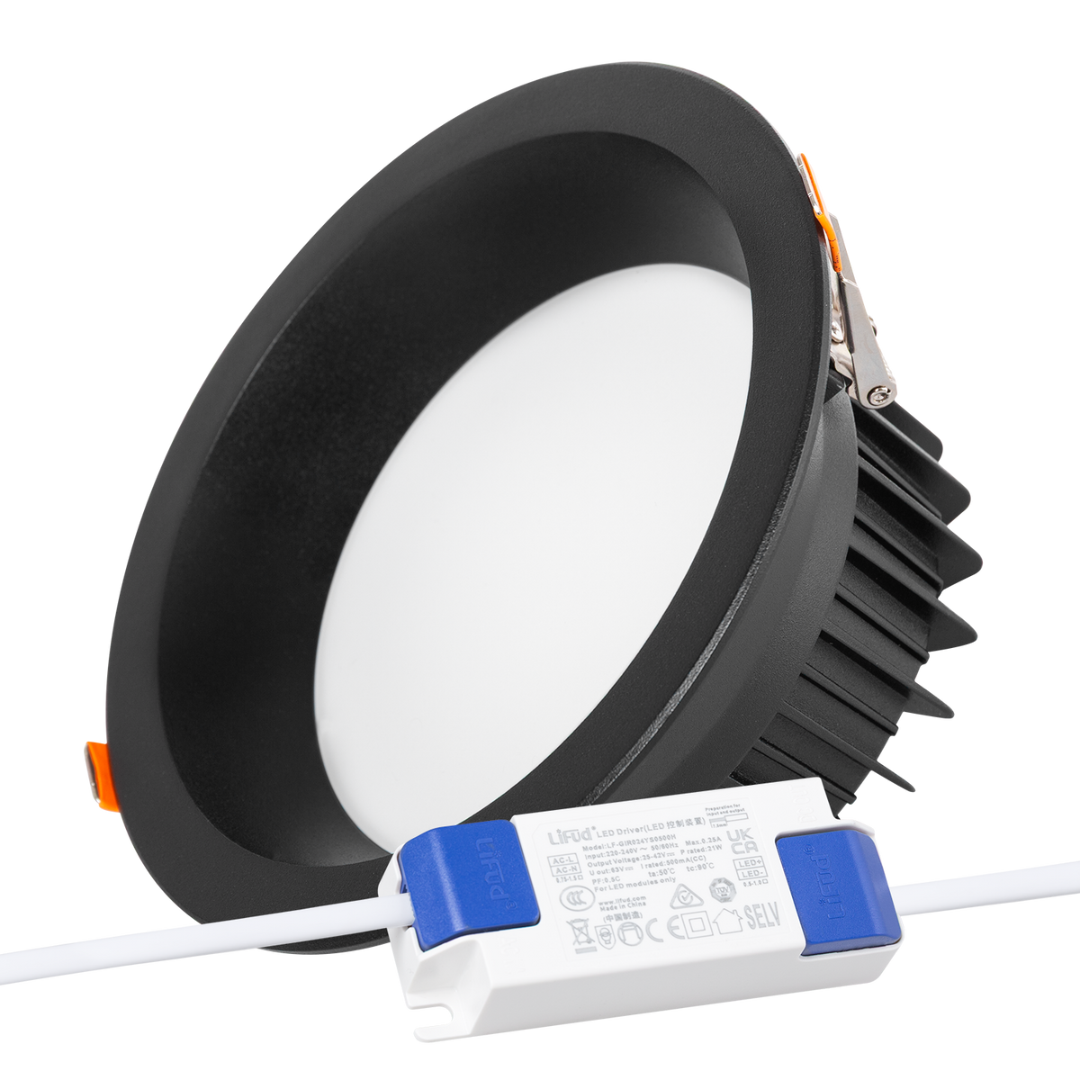 Foco Downlight Circular LED 20W 2.000Lm 6000ºK Anti-Deslumbrante UGR19 Negro — Vetonek